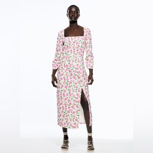 ZARA Square Neck Floral Print Dress Size XS